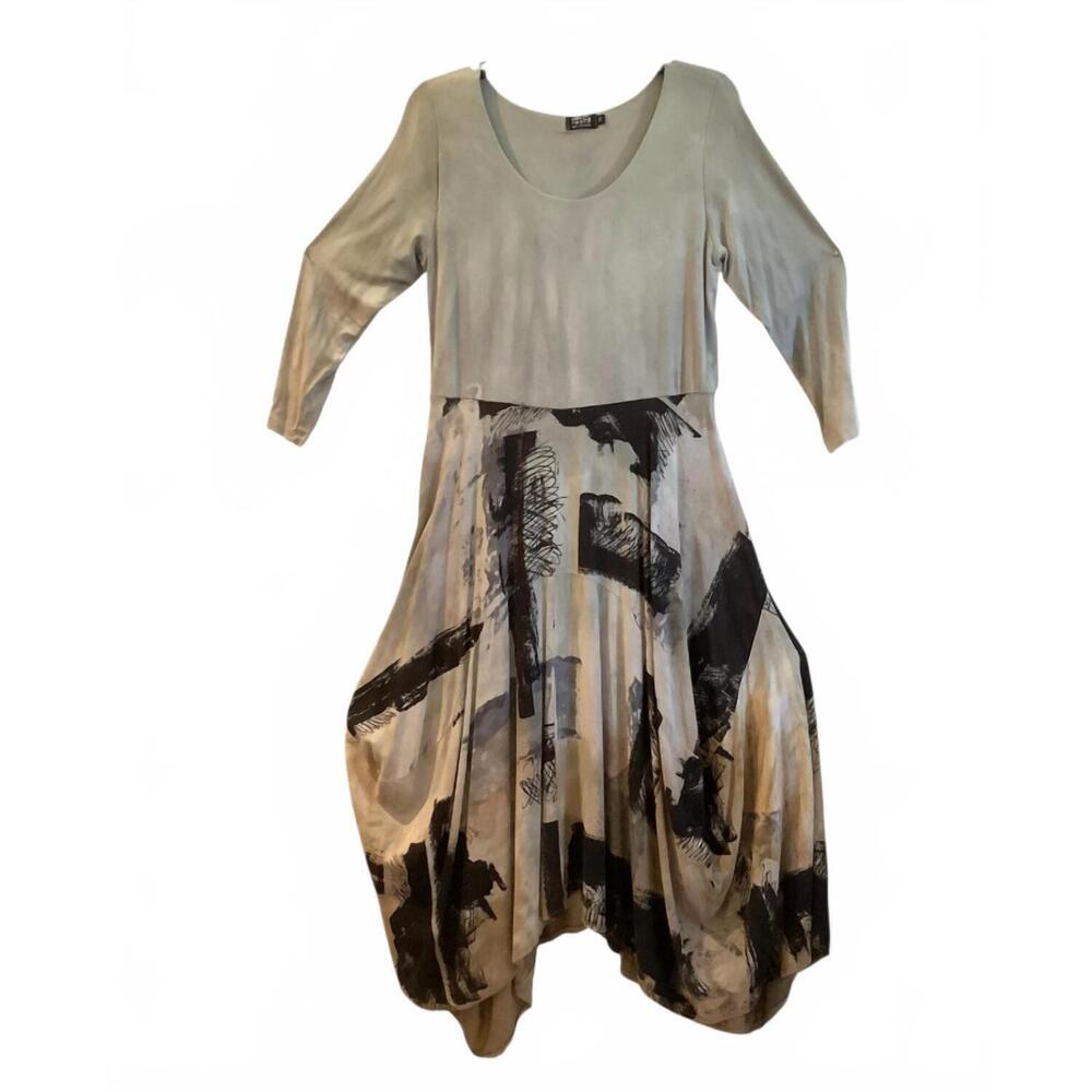 NEW ART OF CLOTH women's laurel dress in pewter/mocha